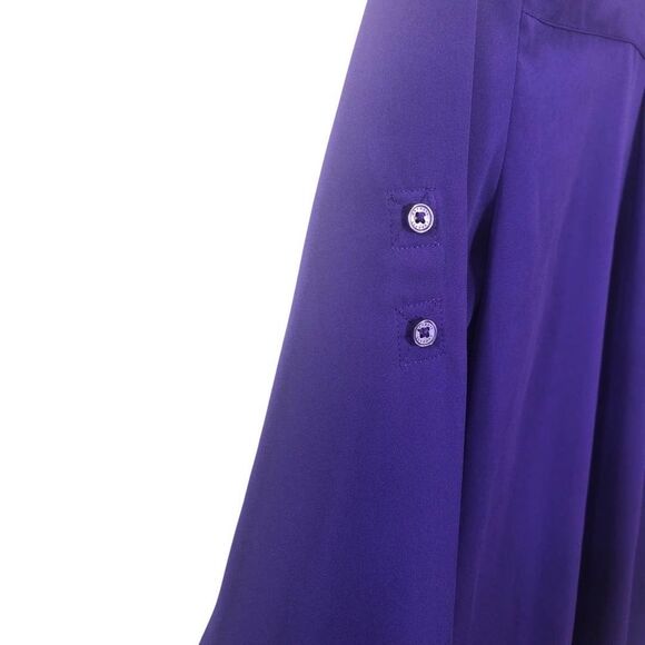 Express Women’s Blouse Sheer Small Long Sleeve Roll Up V Neck Buttons Office - Picture 5 of 9